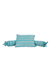 Blue Chevron Pillow and Bolsters Set