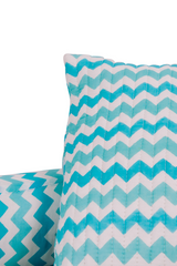 Blue Chevron Pillow and Bolsters Set