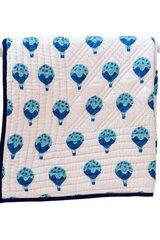 Hot Air Balloon Hand Block Printed Cotton Mulmul Quilt