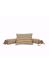 Grey Mustard Chevron Pillow and Bolsters Set