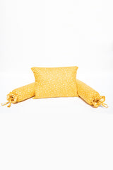 Mustard Dotted Pillow and Bolsters Set