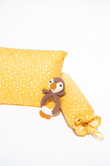 Mustard Dotted Pillow and Bolsters Set