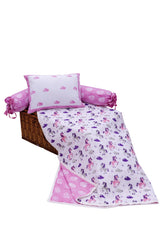 Pink Dotted Pillow and Bolsters Set