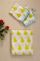 Yellow Pear Hand Block Print Bedsheet