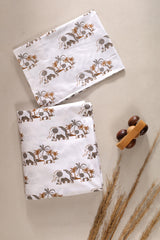 Mamma and Baby Elephant Hand Block Printed Bedsheet