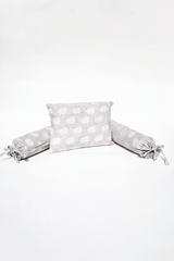 Grey Dotted Pillow and Bolsters Set