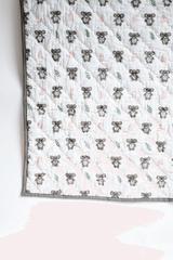 Koala Hand Block Printed Cotton Mulmul Quilt