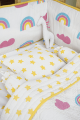 Rainbows Hand Printed Cotton Mulmul Quilt