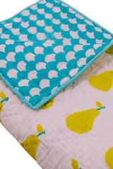 Yellow Pear Hand Block Printed Cotton Mulmul Quilt